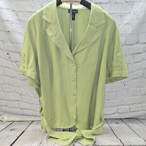 Lane Bryant Size 26/28 Green Short Sleeve Button-Up Top